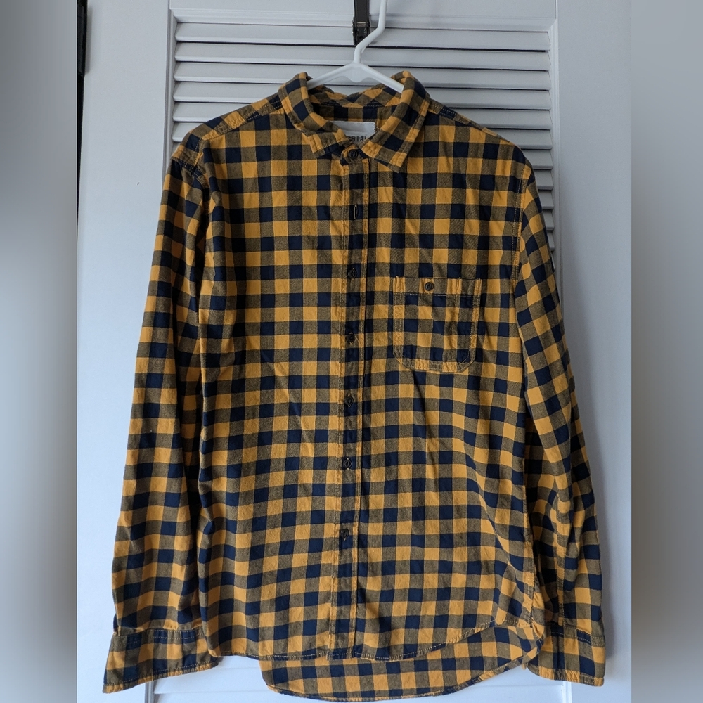 Men's Yellow and Black Checkered Shirt